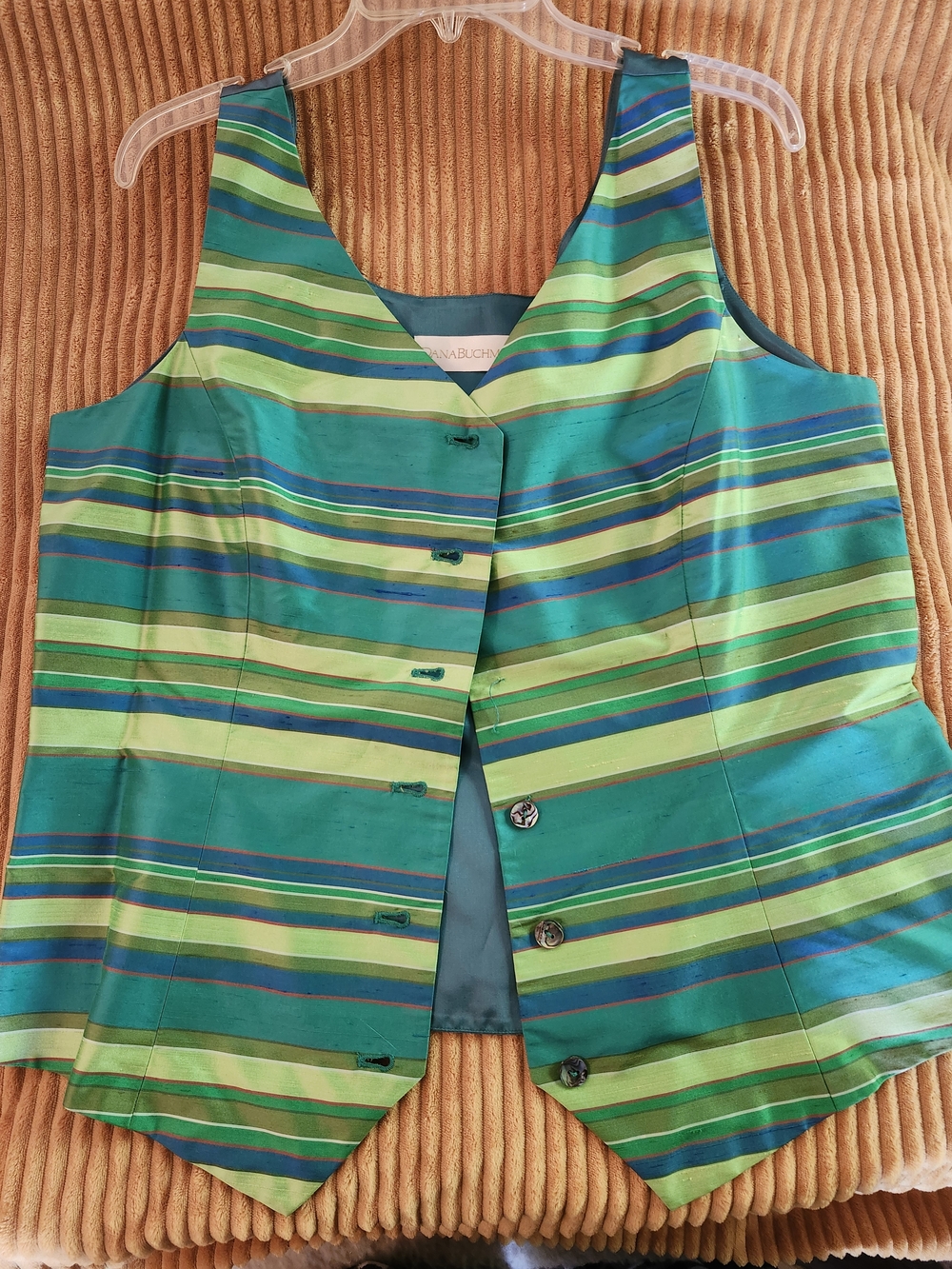 Dana Buchman Green & Teal Striped Shell